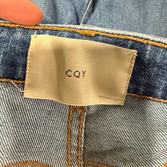 CQY Women's Friend Jeans Moment Blue Denim Mom Jean Straight Crop 28 - Picture 5 of 10